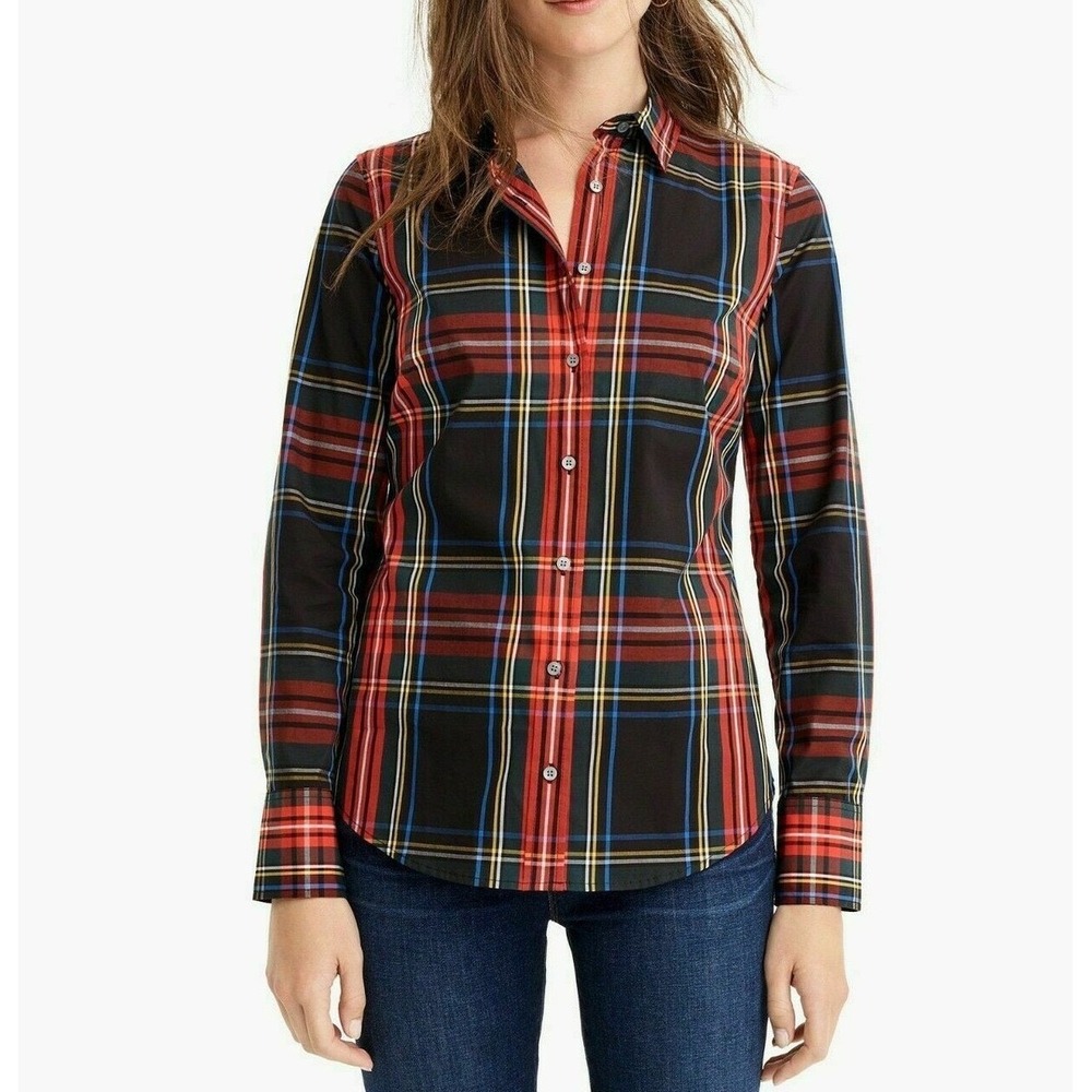 J.Crew Slim Button-Down Shirt Stewart Tartan Plaid Size 00P Academia Preppy